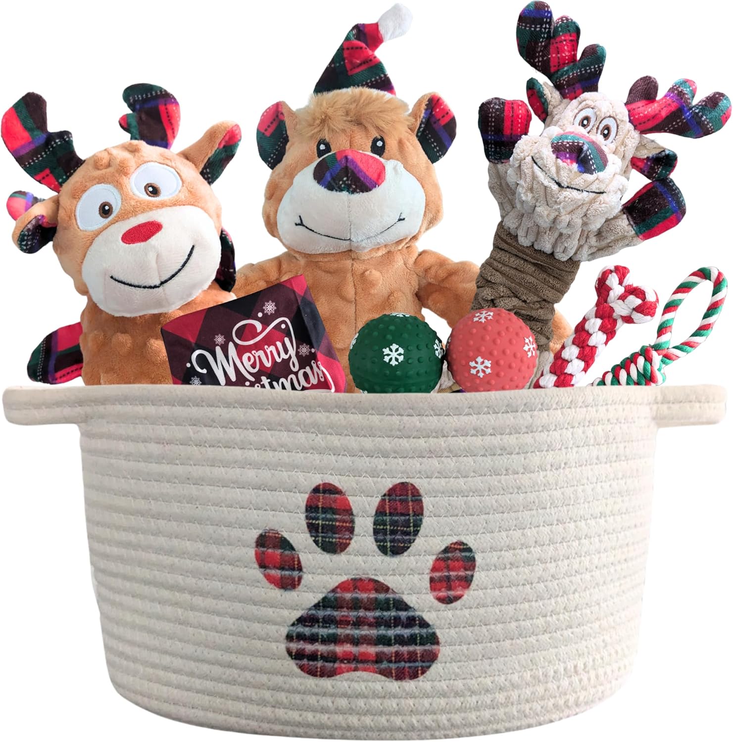Cesta de regalo navideña para perros