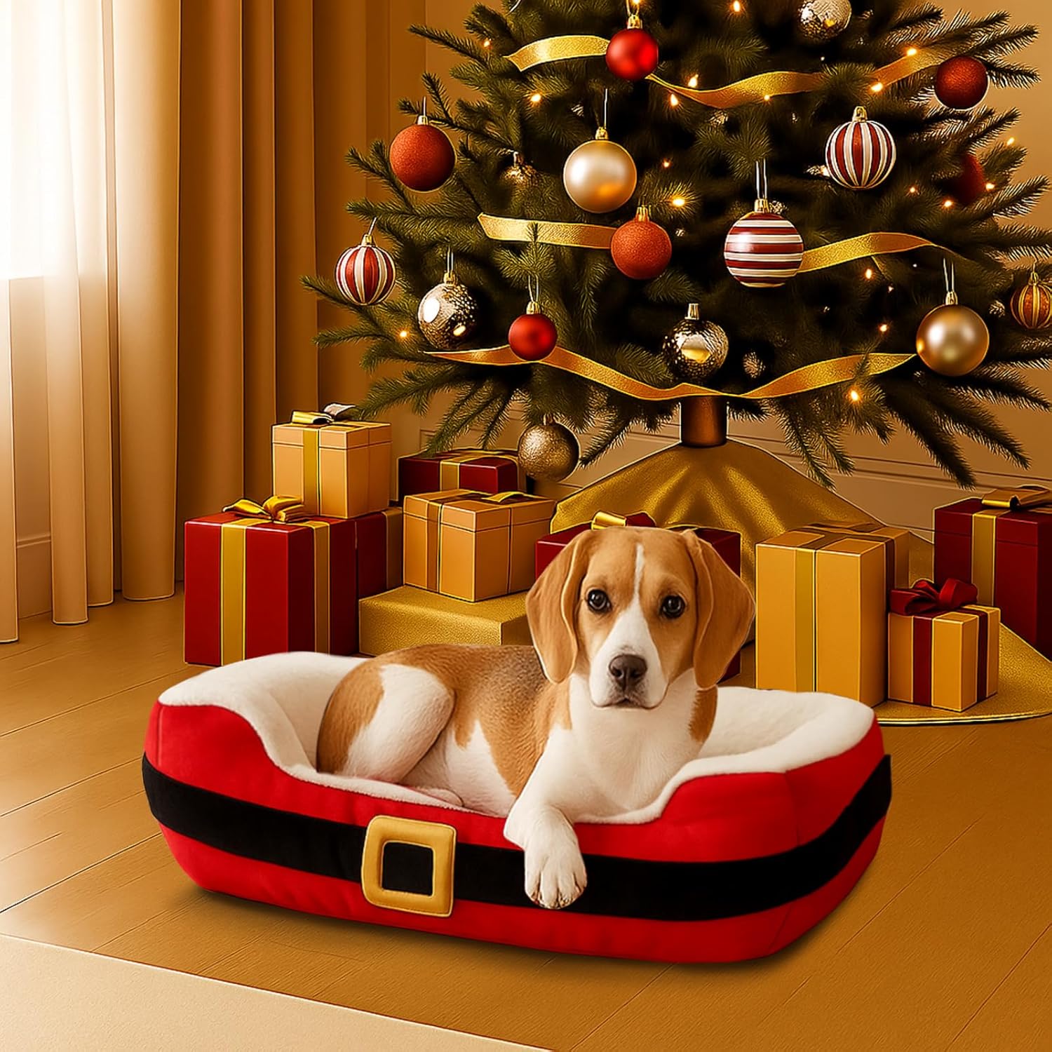 Cama navideña para perros
