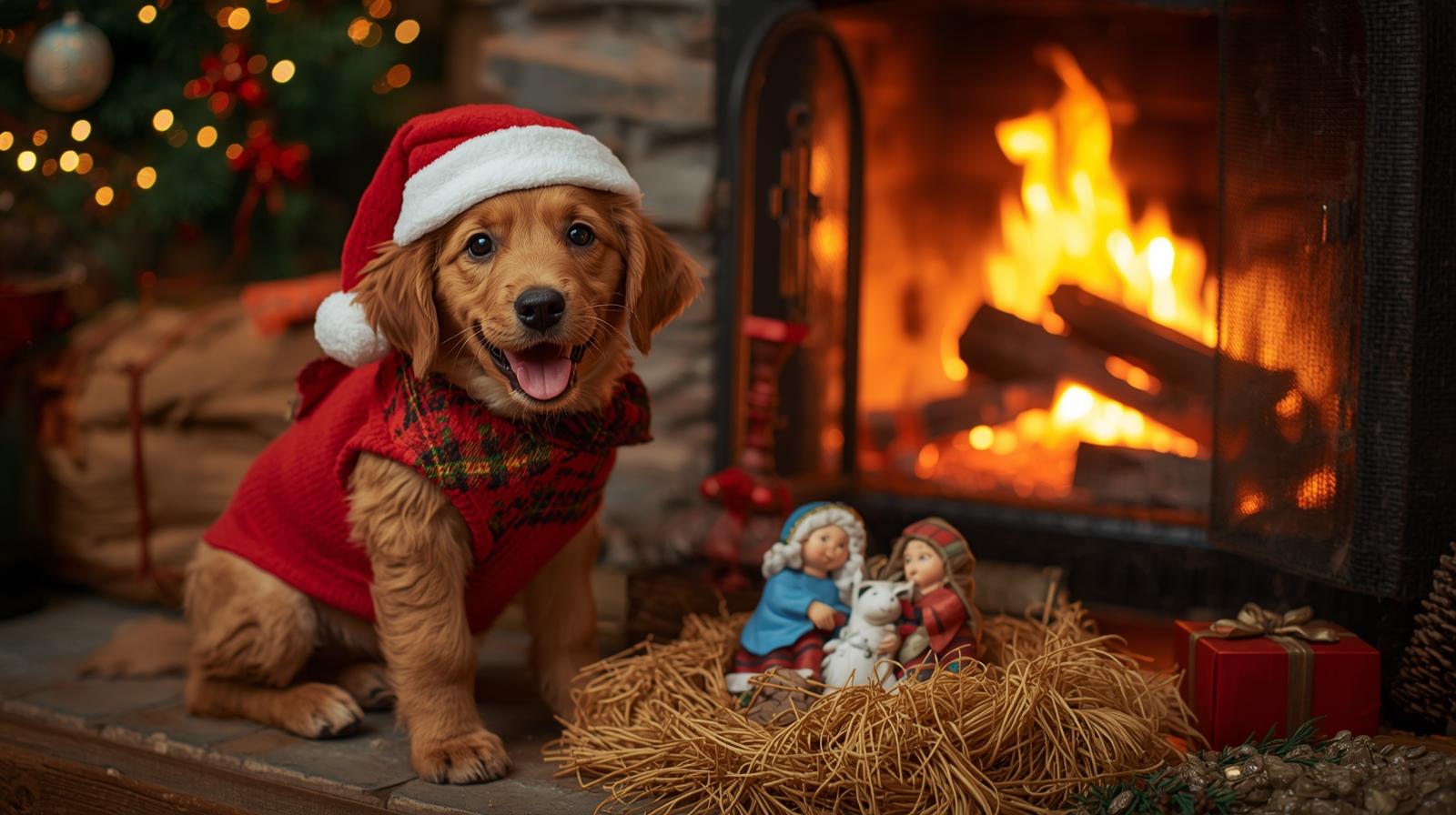 Blaky junto al pesebre